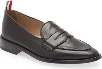 Thom Browne Varsity Penny Loafer in Dark Brown at Nordstrom, Size 10