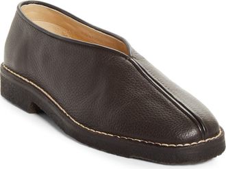 Christophe Lemaire Piped Crepe Slipper Loafer in Dark Brown at Nordstrom, Size 12Us