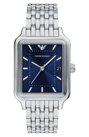 Emporio Armani Tank Bracelet Watch, 32mm x 48mm in Silver at Nordstrom