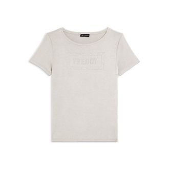 Freddy T-shirt donna con logo strass e glitter