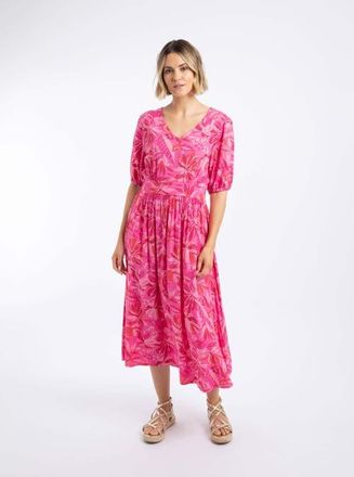 Weird Fish Dilsha Printed Midi Dress in Hot Pink at Nordstrom, Size 12