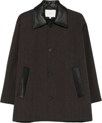 STUDIO NICHOLSON Leather-collar Coat