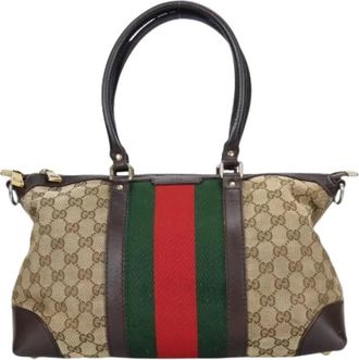 Gucci Pre-owned Handbags, female, Beige, Size: ONE SIZE Pre-owned Canvas Handbag