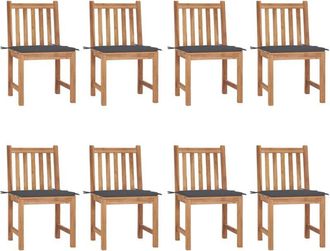 vidaXL Sillas De Jard&iacute;n 8 Unidades Madera De Teca Con Cojines Vidaxl