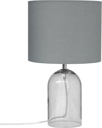Beliani Beliani - Modern Minimalistic Bedside Table Lamp Glass Base Fabric Drum Shade Grey Devoll
