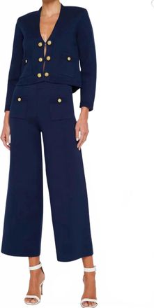 L'agence Knit Wide Leg Pant In Midnight/gold