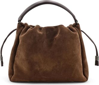 Brunello Cucinelli Bolso tipo saco de ante con cord&oacute;n - Bags - Mujer - Marr&oacute;n - ONE SIZE