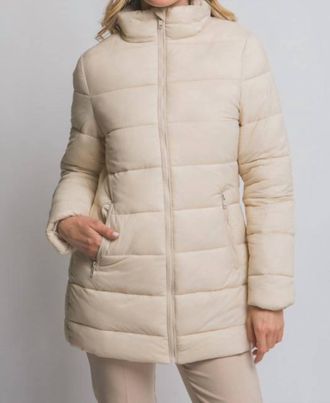 Love Tree Long Puffer Jacket In Cream