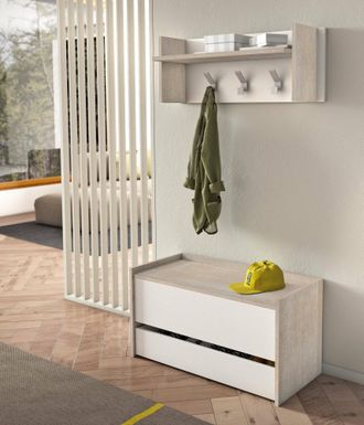 Dmora Mueble De Entrada Dap, Recibidor Moderno Con Perchero, Mueble Con Zapatero, Armario Multifunci&oacute;n, Cm 50x32h182, Roble Y Blanco - Dmora