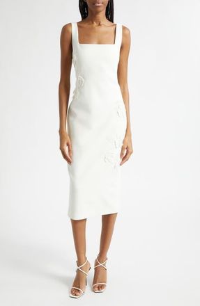 Ramy Brook Barrie Floral Appliqu&eacute; Sleeveless Midi Dress in Ivory at Nordstrom, Size 0