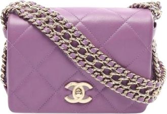 Chanel Pre-owned Vintage Cross Body Bag - Dames - Vintage Schoudertas - Paars - ONE Size - Leer - Vintage