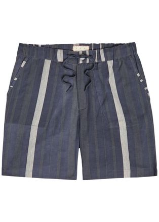 SMR Days Escubelle Striped Cotton and Linen-blend Shorts - Navy - S