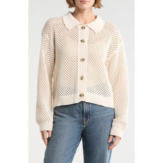 Sanctuary Cotton Open Stitch Cardigan in Milk White at Nordstrom Rack, Size X-Small