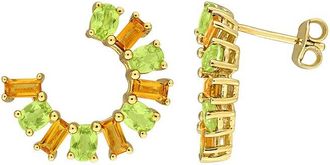 Rina Limor Silver 3.00 Ct. Tw. Peridot, Citrine Curved Stud Earrings