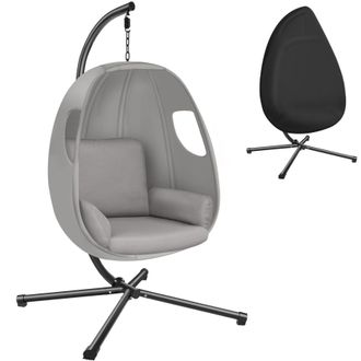 TecTake Hanging Egg Chair Anika - with frame & extra thick seat cushion in Light Grey | Size: 1 Seater