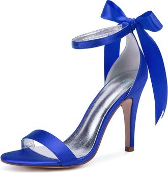 Generic Wedding Bridal Shoes High Heels Women Open Toe Stiletto Sandals Wedding Bridal Party Prom Dress Shoes 10.5Cm,Blue,9 UK