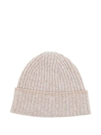N.Peal contrast cashmere beanie - unisex - Organic Cashmere - One Size - Neutrals
