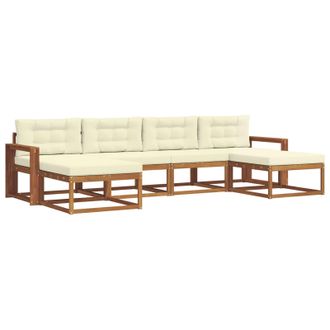 vidaXL Conjunto De Sof&aacute;s De Exterior Con Coj&iacute;n 6 Pcs Natural Y Crema Vidaxl
