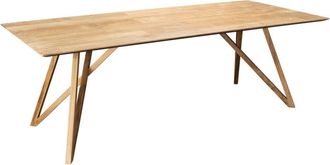 Macabane Mesa de comedor rectangular de madera reciclada y patas de teca 220 cm