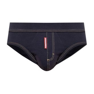 Dsquared2 Bottoms, male, Blue, Size: 2XL Cotton Briefs with Logo