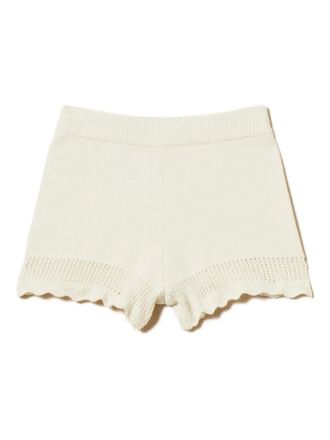 Twin-Set knitted shorts - women - Polyamide/Wool/Viscose/Cashmere - L - Neutrals