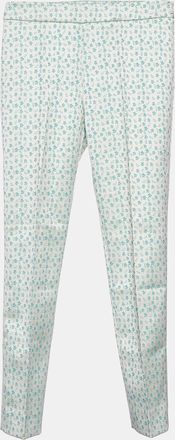 Max Mara Green Floral Jacquard Tapered Leg Trousers