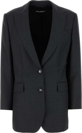 Dolce & Gabbana Womens Graphite Wool Blazer - Black - Size EU 34 (Womens)