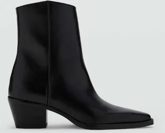 Mango Stivaletti pelle tacco blocco nero - Donna - 35 - MANGO
