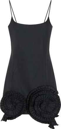 Blumarine Short Taffeta Dress With Pleated Roses