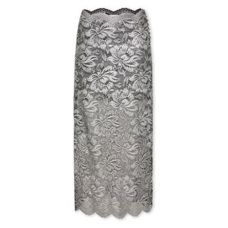 Paco Rabanne Silver Lace Midi Skirt Foil Coating