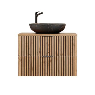 Petits Meubles Mueble lavabo estratificado marr&oacute;n negro