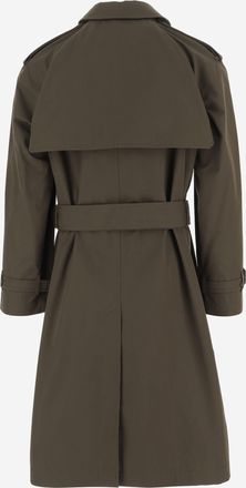 Burberry Mens Double-Breasted Cotton Coat Military Green