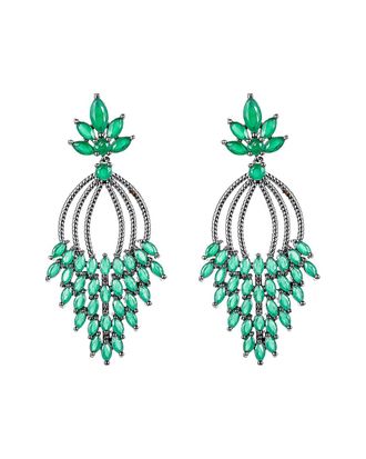 Eyecandy LA Eye Candy La Green Leaf Cz Crystal Drop Earrings