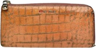 Miu Miu Pre-owned Leren Portemonnee - Dames - Vintage Accessoires - Oranje - ONE Size - Leer - Vintage