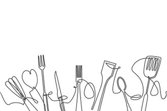 Queence Wanddekoobjekt »Besteck« Blechschild, Stahlschild, schwarz, weiss, minimalistisch, 20x30cm