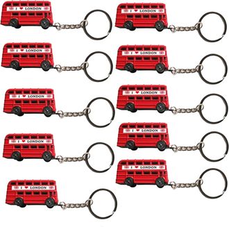 Generic A Set of 10 Classic London Red Double-Decker Bus Keychain - Durable Metal Keyring, Perfect British Souvenir & Gift, Authentic 3D Die-Cast Design, Coll