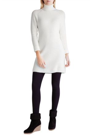 Kensie Long Sleeve Turtleneck Sweater Dress In White