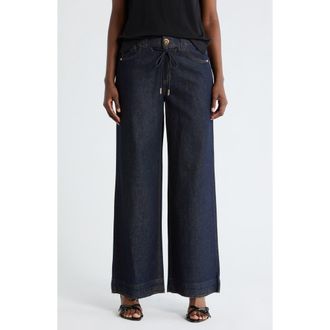 Democracy Cinch Waist High Waist Wide Leg Pants in Indigo at Nordstrom Rack, Size 6