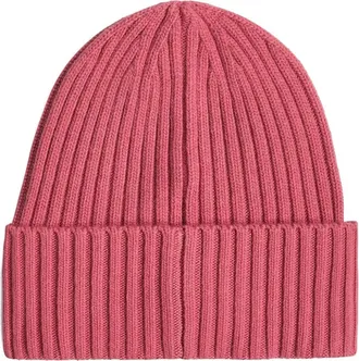 Karl Lagerfeld logo-patch ribbed beanie - women - Polyamide/Viscose/Wool/Cashmere - One Size - Pink