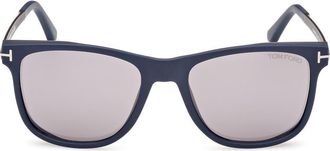 Tom Ford 53mm Square Sunglasses in Navy Blue Gunmetal /T Logo at Nordstrom