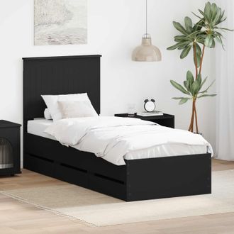 vidaXL Estructura De Cama Negro 75 X 190 Cm Madera Ingenieril Vidaxl