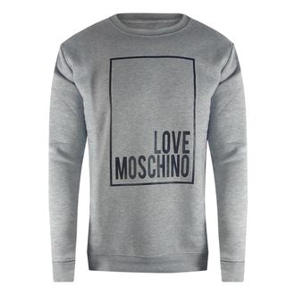 Moschino Mens Love Box Logo Grey Sweatshirt Cotton - Size X-Large