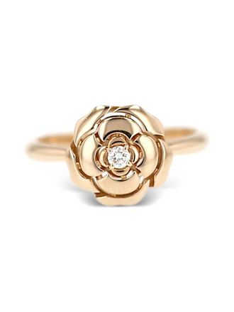 Chanel 2020s Camellia ros&eacute;gouden ring met diamant - Roze