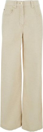Brunello Cucinelli Velvet Pants - Dames - Wijde Broeken - Beige - S - Broeken
