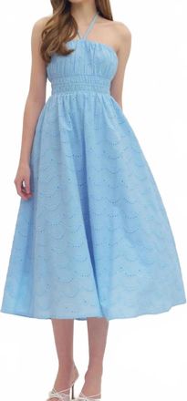 Entro Womens Anneliese Eyelet Halter Midi Dress In Sky Blue