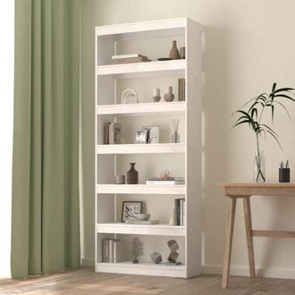 Berkfield Home Book Cabinet/Room Divider White 80x30x199.5 cm Solid Wood Pine