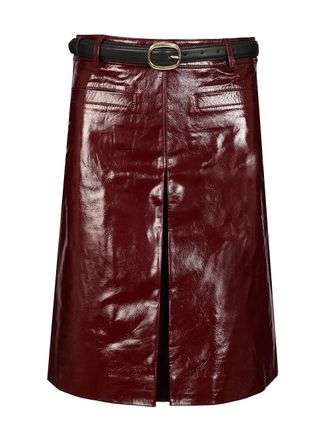 Self Portrait Mini Skirt In Patent Leather Gonne Bordeaux-Donna
