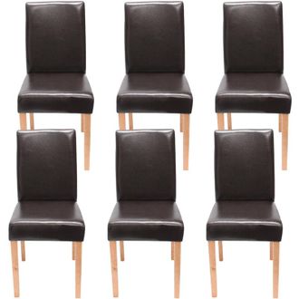 Hhg Set 6x sedie Littau ecopelle soggiorno cucina sala da pranzo 56x43x90cm marrone piedi chiari