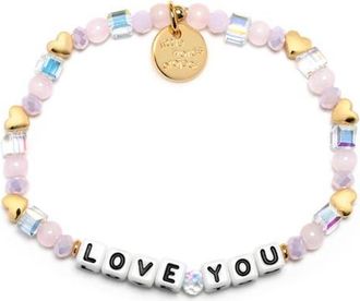Little Words Project Love You Beaded Stretch Bracelet in White at Nordstrom, Size Small