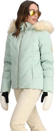 Obermeyer Bombshell Jacket Womens Coat Glacial Ice : 10, Polyester/Faux Fur/Satin